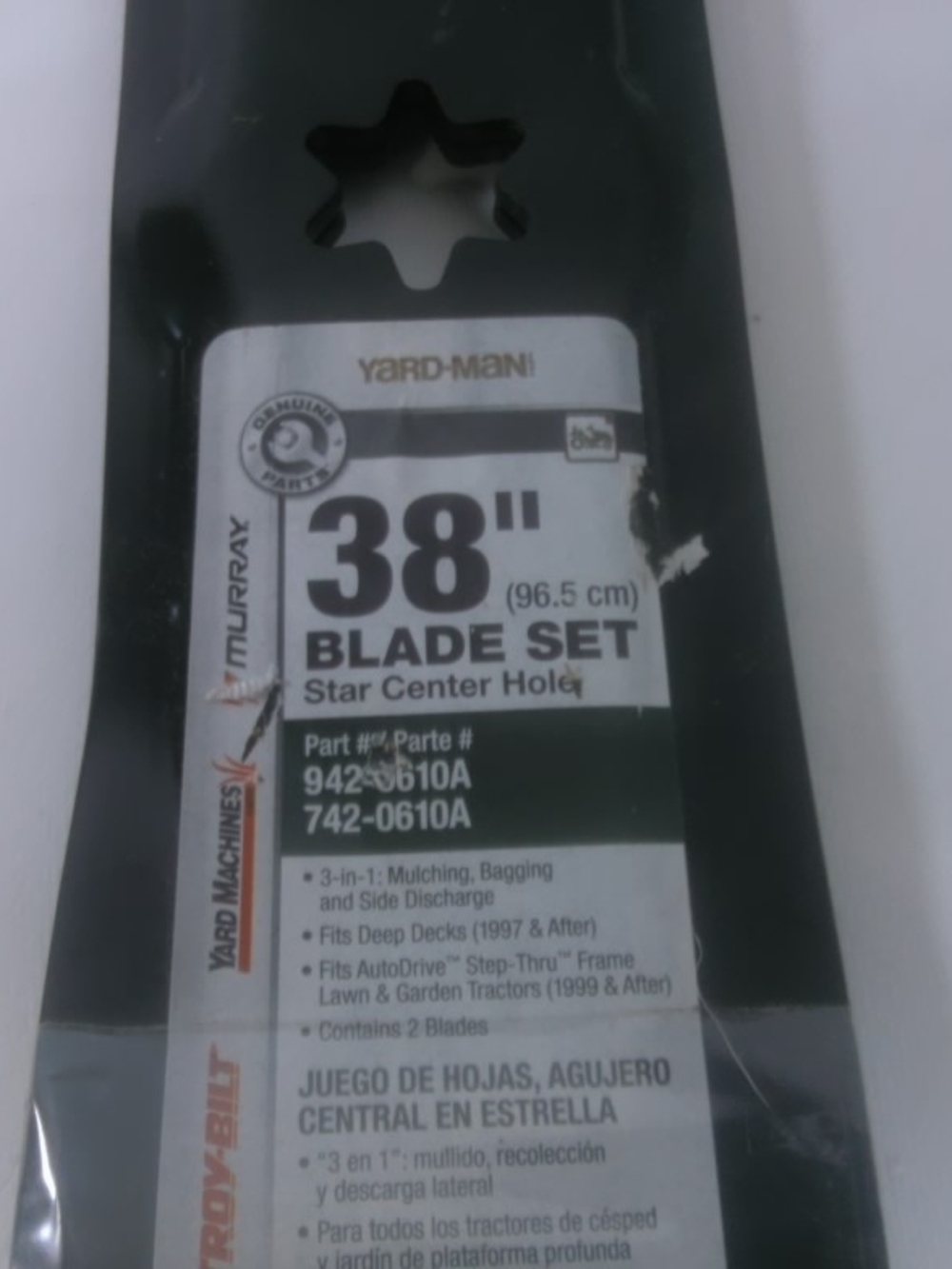 38" Black Mower Blade Set - Star Center Hole